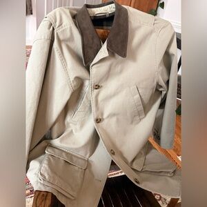 Men's Tan Military-Style Field Coat with Contrast Collar